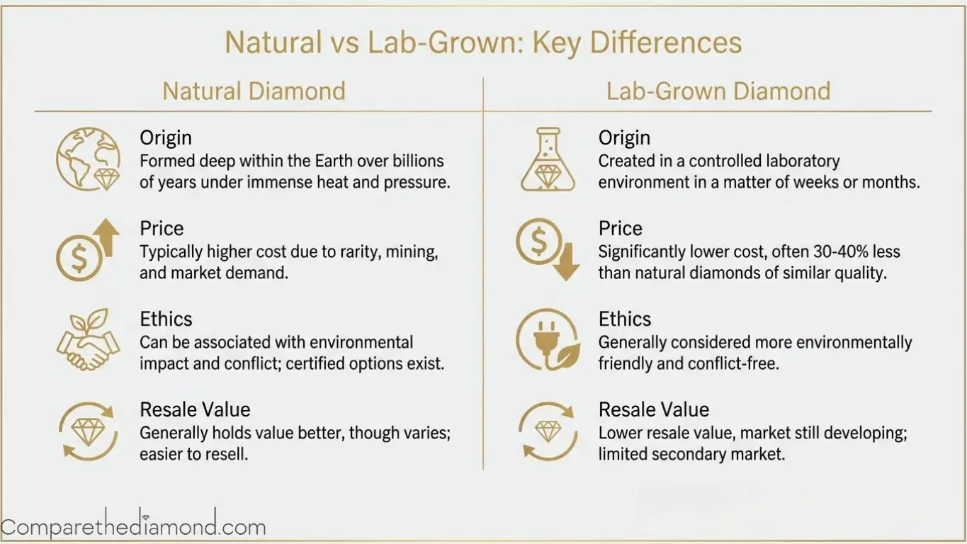 diamond characteristics chart 4cs infographic