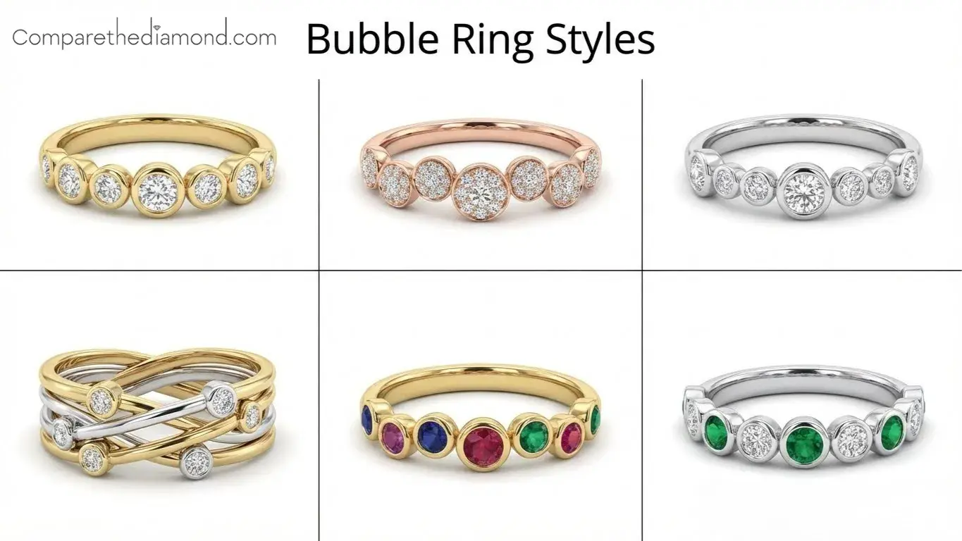 Rose and White Gold Bubble Rings