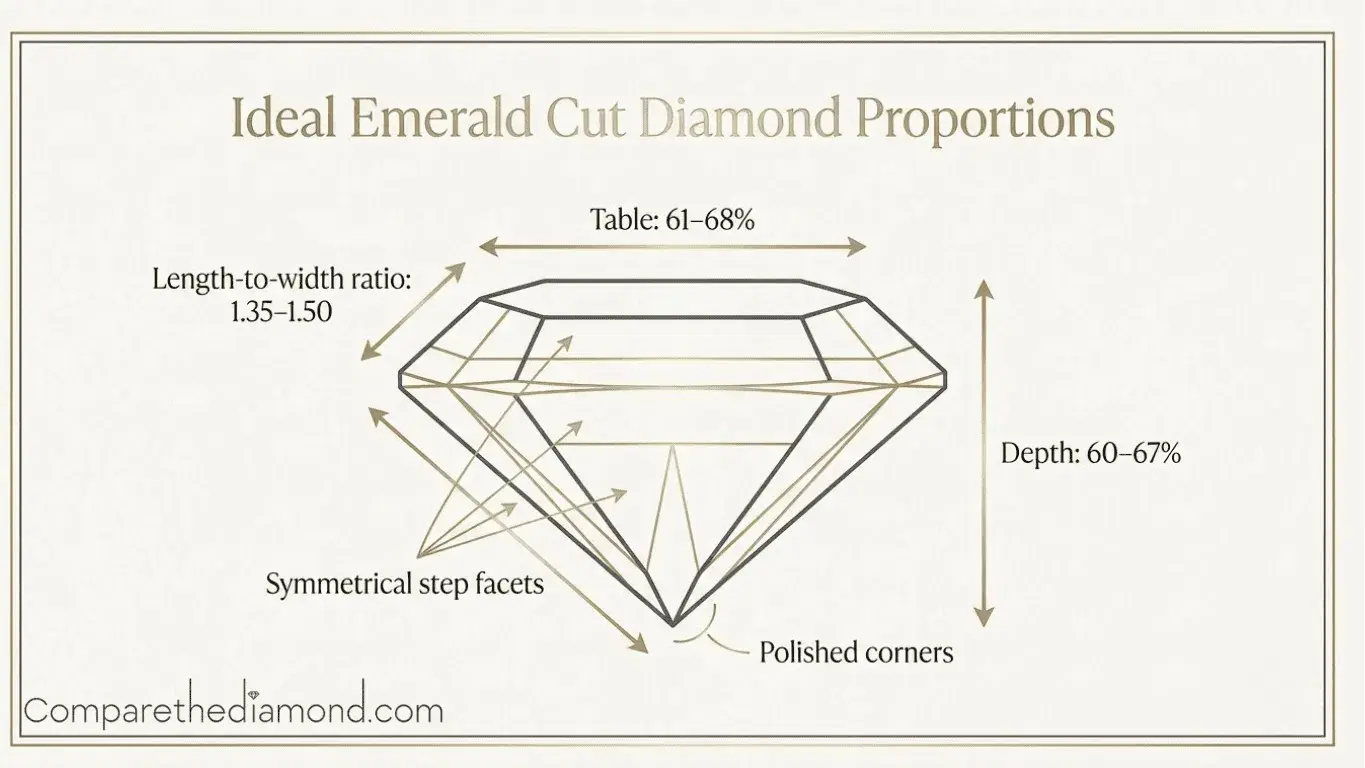 Ideal Emerald Cut Diamond Proportions