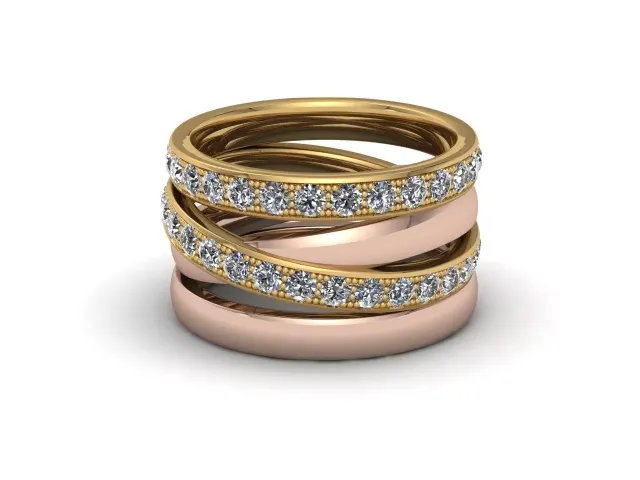 Diamond Celebrity 18ct. Rose and Yellow Gold Wedding Rings