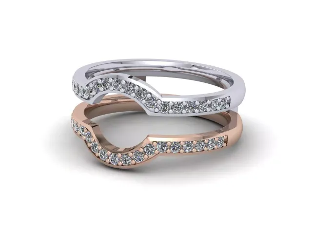 Diamond-Set Jacket. 18ct. Rose and White Gold Wedding Rings