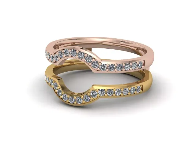 Diamond-Set Jacket 18ct. Rose and Yellow Gold Wedding Rings