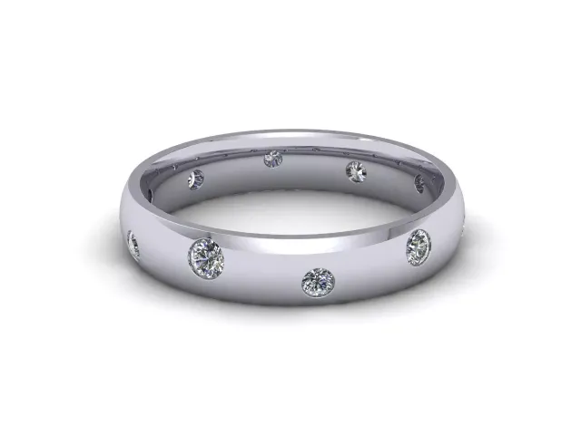 Wedding Rings Diamond Scatter 100% Recycled 18ct. White Gold