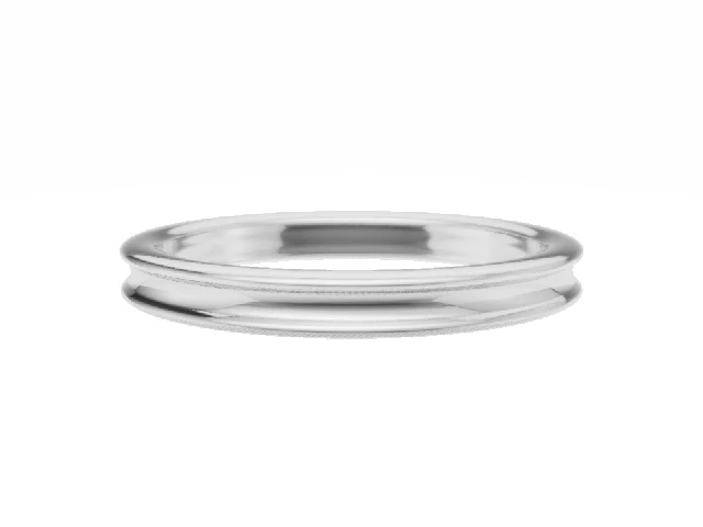 Plain Polish. 2.5mm Concave. Platinum Wedding Rings. Choice of Weights