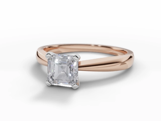 Certified Asscher-Cut 18ct. Rose Gold Diamond Solitaire Engagement Rings