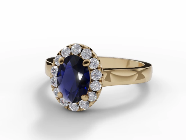 Blue Sapphire and Diamond Engagement Rings in 18ct. Yellow Gold