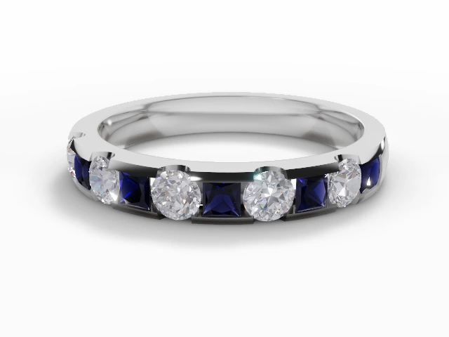 Blue Sapphire & Diamond Eternity Rings in Platinum