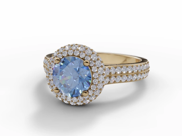 Blue Topaz & Diamond Engagement Rings in 18ct. Rose Gold