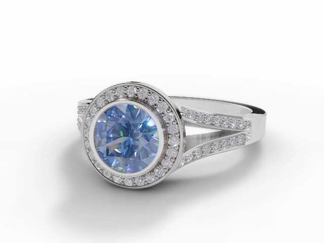 Blue Topaz & Diamond Engagement Rings in Platinum