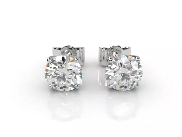 Round Diamond Stud Earrings in 18ct. White Gold Especially Selected Round Diamonds Click and Buy Specials  Pre-Defined Diamonds