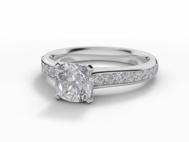 Engagement Rings Diamond-Set Band Cushion-Cut Diamonds 100% Recycled 18ct. White Gold