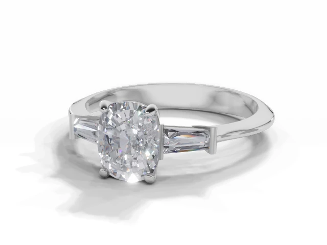 Engagement Rings Diamond-Set Shoulder Cushion-Cut Diamonds 100% Recycled 18ct. White Gold