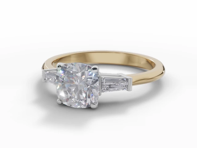 Certified Cushion-Cut Diamond Engagement Rings with Diamond-Set Shoulders in 18ct. Yellow Gold