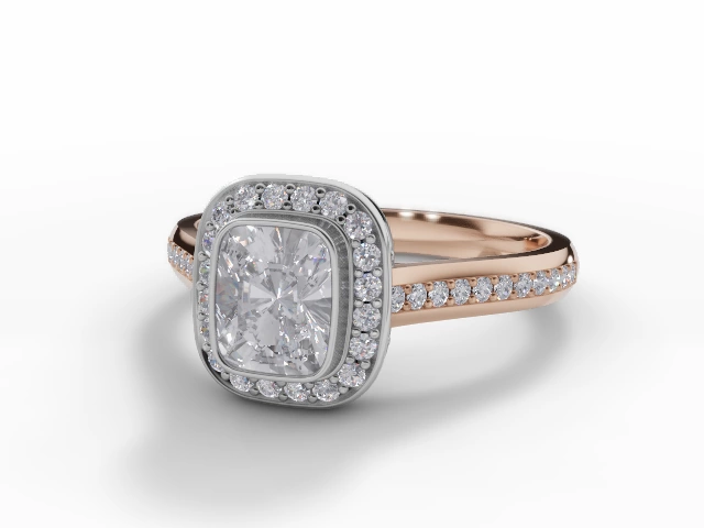 Certified Cushion-Cut Halo Diamond Engagement Rings in 18ct. Rose Gold