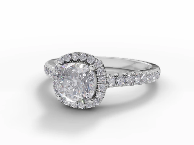 Certified Cushion-Cut Halo Diamond Engagement Rings in 18ct. White Gold