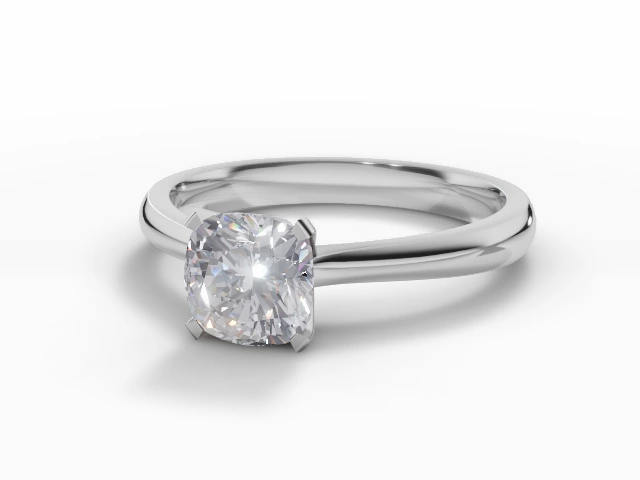 Certified Cushion-Cut Diamond Solitaire Engagement Rings in 18ct. White Gold