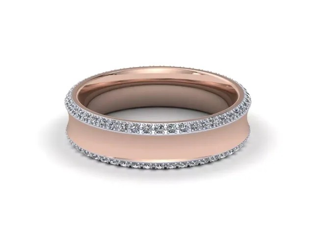 Diamond-Set Wedding Rings Designer Diamond 100% Recycled 18ct. Rose Gold