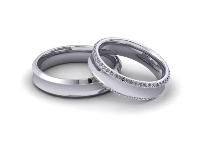 Wedding Rings Matching Diamond 100% Recycled 18ct. White Gold Combinations