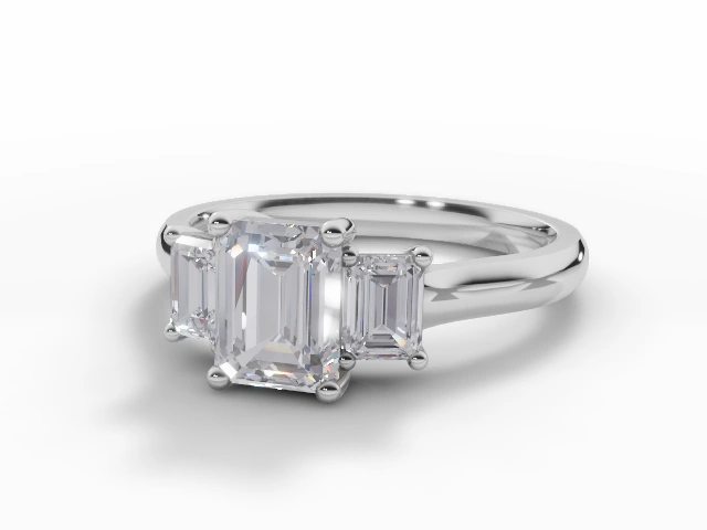 Certified Emerald-Cut 3 Stone Diamond Engagement Rings in 18ct. White Gold