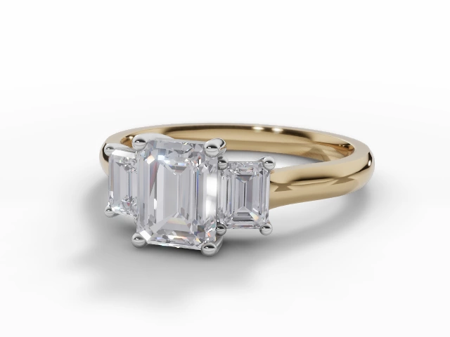 Engagement Rings 3-Stone Emerald-Cut Diamonds 100% Recycled 18ct. Yellow Gold