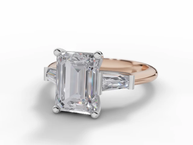 Certified Emerald-Cut Diamond Engagement Rings with Diamond-Set Shoulders in 18ct. Rose Gold