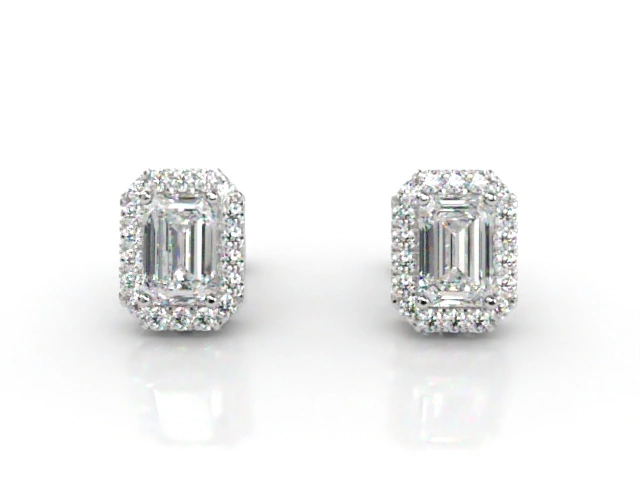 Emerald-Cut Diamond Halo Cluster Earrings in Platinum Select Your Own Certified Diamonds 255,552 diamonds listed today 