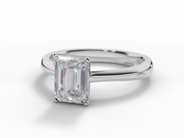 Engagement Rings Solitaire Emerald-Cut Diamonds 100% Recycled 18ct. White Gold