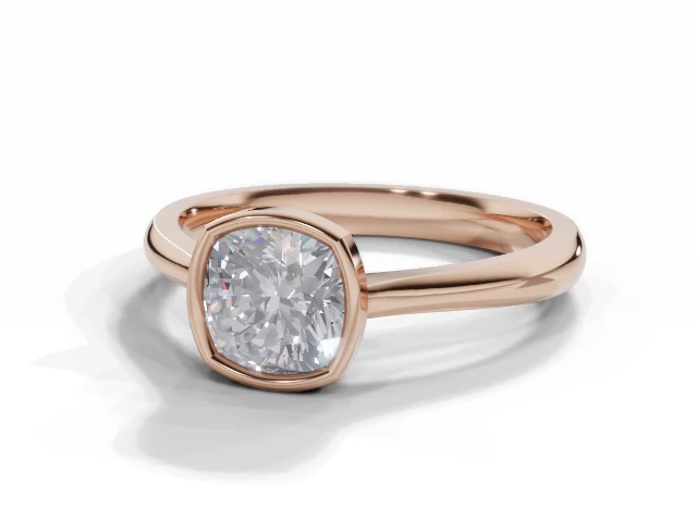 Engagement Rings Bezel-Set Cushion-Cut Diamond 100% Recycled Rose Gold