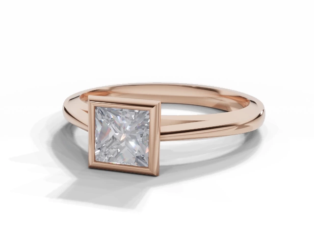 Engagement Rings Bezel-Set Princess-Cut Diamonds 100% Recycled 18ct. Rose Gold