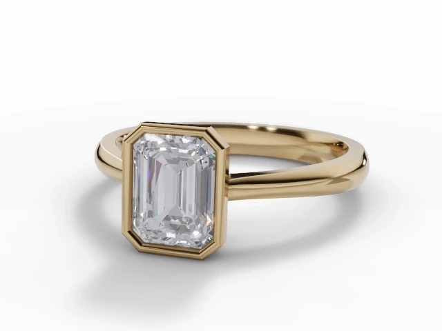 Engagement Rings Bezel-Set Emerald-Cut Diamonds 100% Recycled 18ct. Yellow Gold