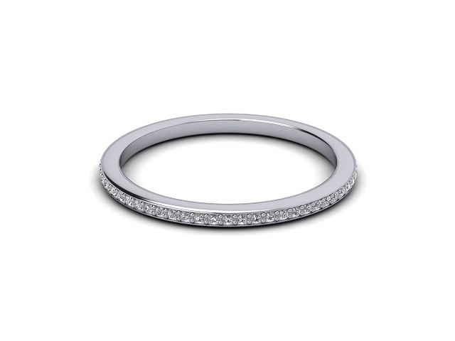 Skinny 1mm to 2mm Wide Fully-Set Diamond Wedding Rings 100% Recycled Platinum