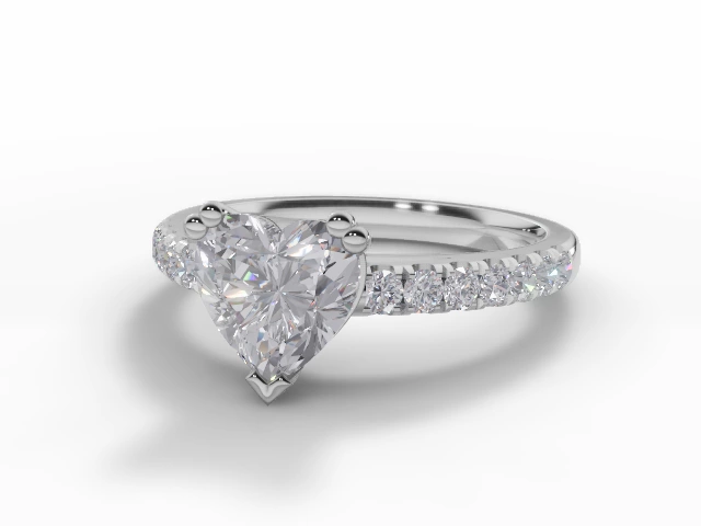 Certified Heart-Shape Diamond Engagement Rings in Diamond-Set Band in 18ct. White Gold