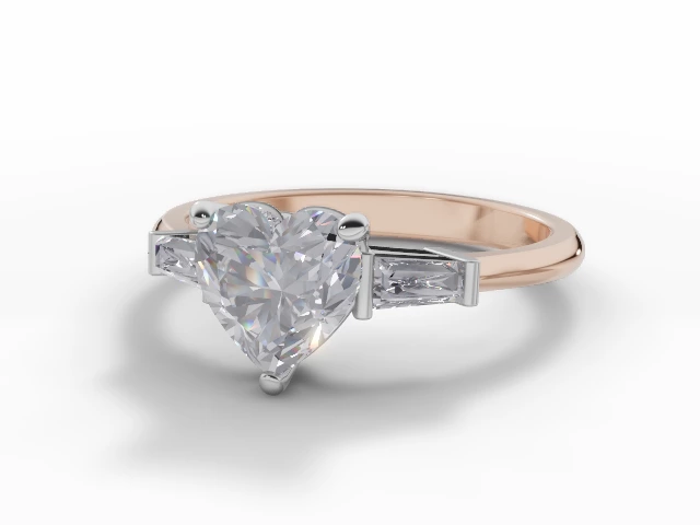 Certified Heart-Shape Diamond Engagement Rings with Diamond-Set Shoulders in 18ct. Rose Gold