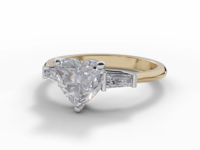 Certified Heart-Shape Diamond Engagement Rings with Diamond-Set Shoulders in 18ct. Yellow Gold