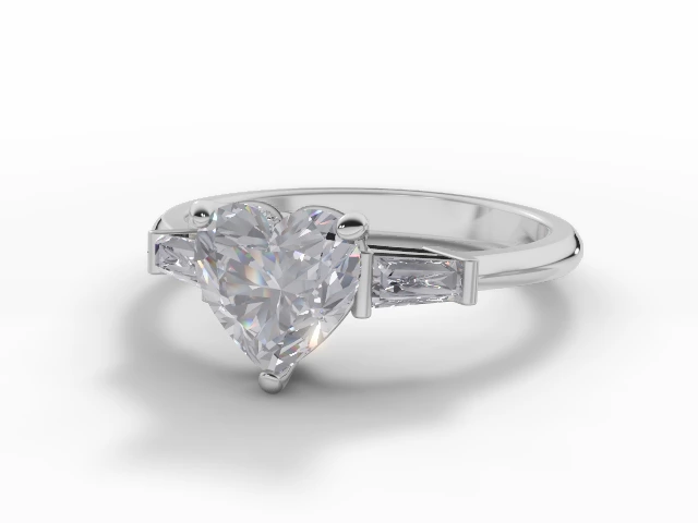 Certified Heart-Shape Diamond Engagement Rings with Diamond-Set Shoulders in Platinum