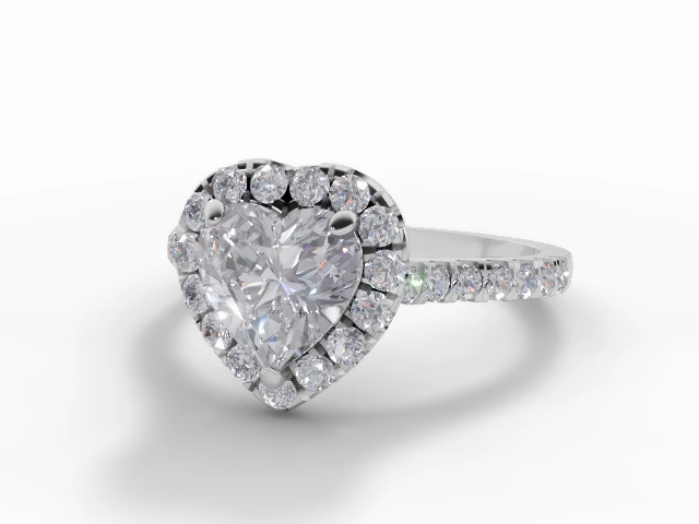 Certified Heart-Shape Diamond Halo Engagement Rings in Platinum