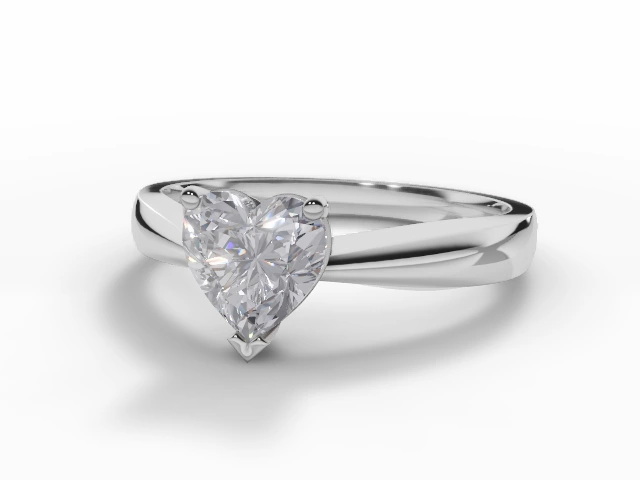 Certified Heart-Shape Diamond Solitaire Engagement Rings in 18ct. White Gold