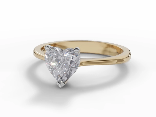 Certified Heart-Shape Diamond Solitaire Engagement Rings in 18ct. Yellow Gold