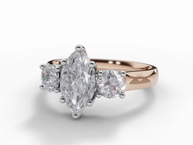 Engagement Rings 3-Stone Marquise-Cut Diamonds 100% Recycled 18ct. Rose Gold