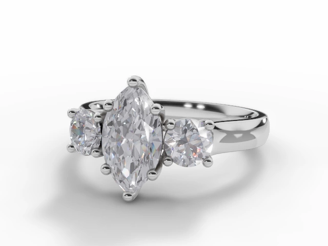 Engagement Rings 3-Stone Marquise-Cut Diamonds 100% Recycled 18ct. White Gold