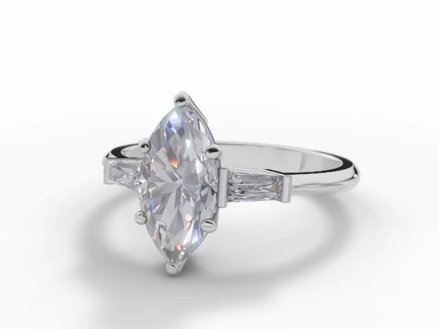 Engagement Rings Diamond-Set Shoulder Marquise-Cut Diamonds 100% Recycled 18ct. White Gold