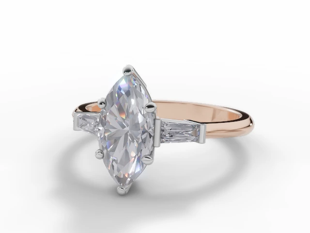 Engagement Rings Diamond-Set Shoulder Marquise-Cut Diamonds 100% Recycled 18ct. Rose Gold