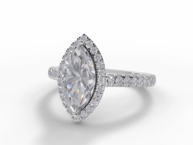 Engagement Rings Halo Marquise-Cut Diamonds 100% Recycled 18ct. White Gold