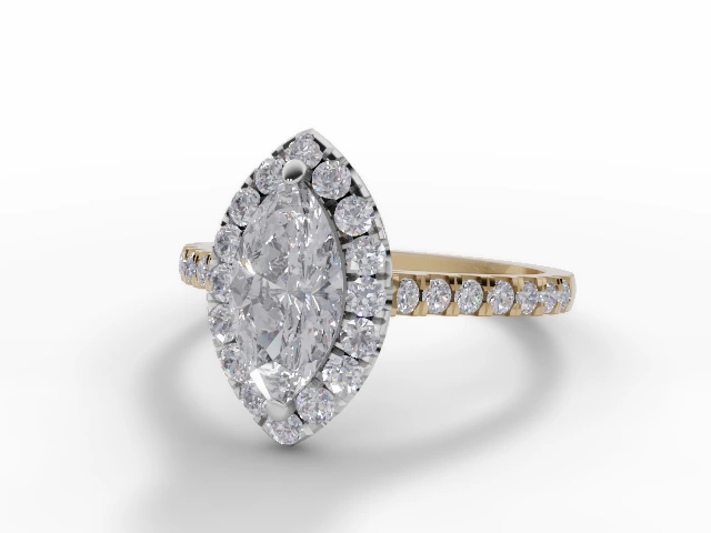 Engagement Rings Halo Marquise-Cut Diamonds 100% Recycled 18ct. Yellow Gold