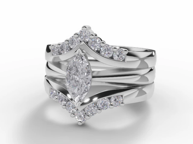 Certified Marquise-Cut Diamond Jacket Engagement Rings in Platinum