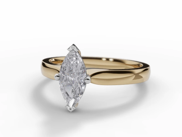 Certified Marquise-Cut Diamond Solitaire Engagement Rings in 18ct. Yellow Gold