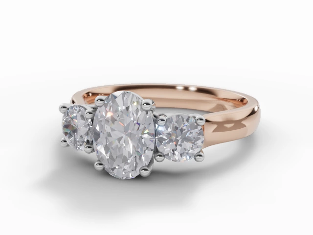 Certified Oval-Cut 3 Stone Diamond Engagement Rings in 18ct. Rose Gold