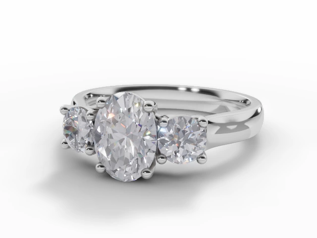 Engagement Rings 3-Stone Oval-Cut Diamonds 100% Recycled 18ct. White Gold