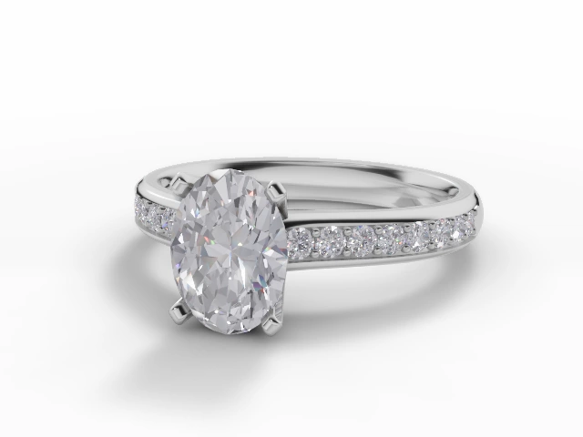 Oval-Cut Diamond Engagement Rings with a Diamond-Set Band in 18ct. White Gold