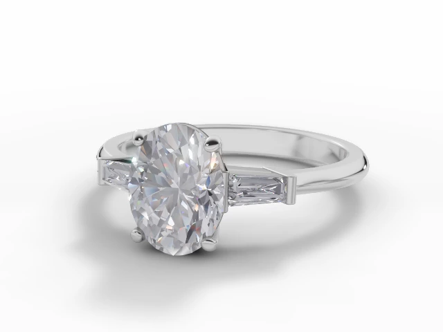 Oval-Cut Diamond Engagement Rings with Diamond-Set Shoulders in 18ct. White Gold